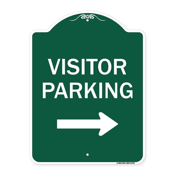 Signmission Visitor Parking With Right Arrow Heavy-Gauge Aluminum Architectural Sign, 24" x 18", GW-1824-9742 A-DES-GW-1824-9742 - main